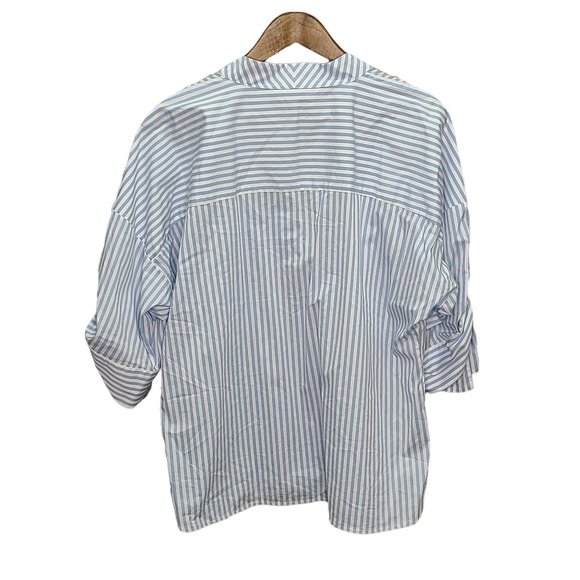 Calvin Klein Baby Blue And White Striped Top Size L - Picture 2 of 7